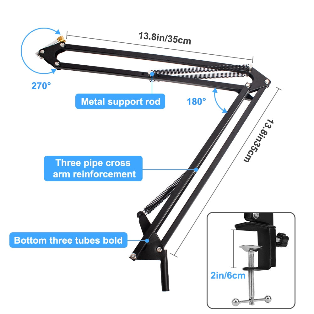 Microphone Scissor Arm Stand Bm800 Holder Tripod Microphone Stand With A Spider Cantilever Bracket