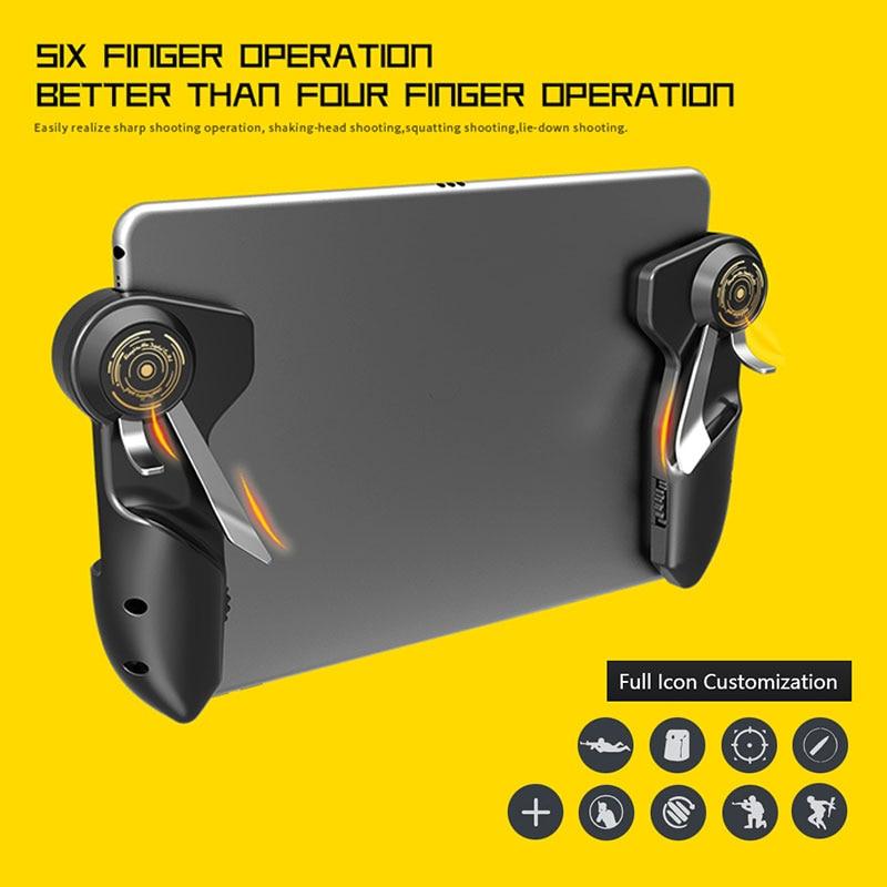 Mobile PUBG Game Controller for iPad Tablet Six Finger Game Joystick Handle Aim Button L1R1