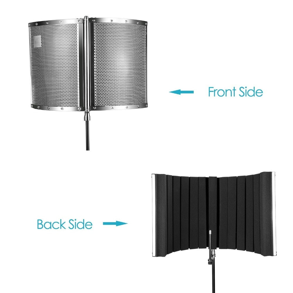 Neewer Foldable Microphone Acoustic Isolation Shield with Lightweight Metal Alloy, Acoustic Foams,