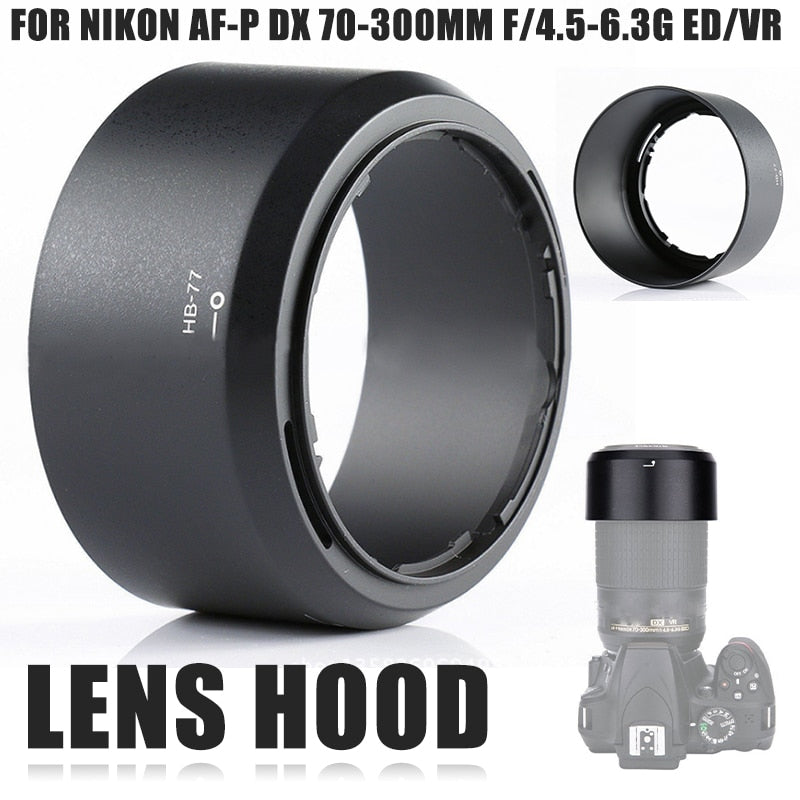 1pc HB-77 Camera Lens Hood For Nikon AF-P DX NIKKOR 70-300mm f/4.5-6.3G ED/VR Mayitr