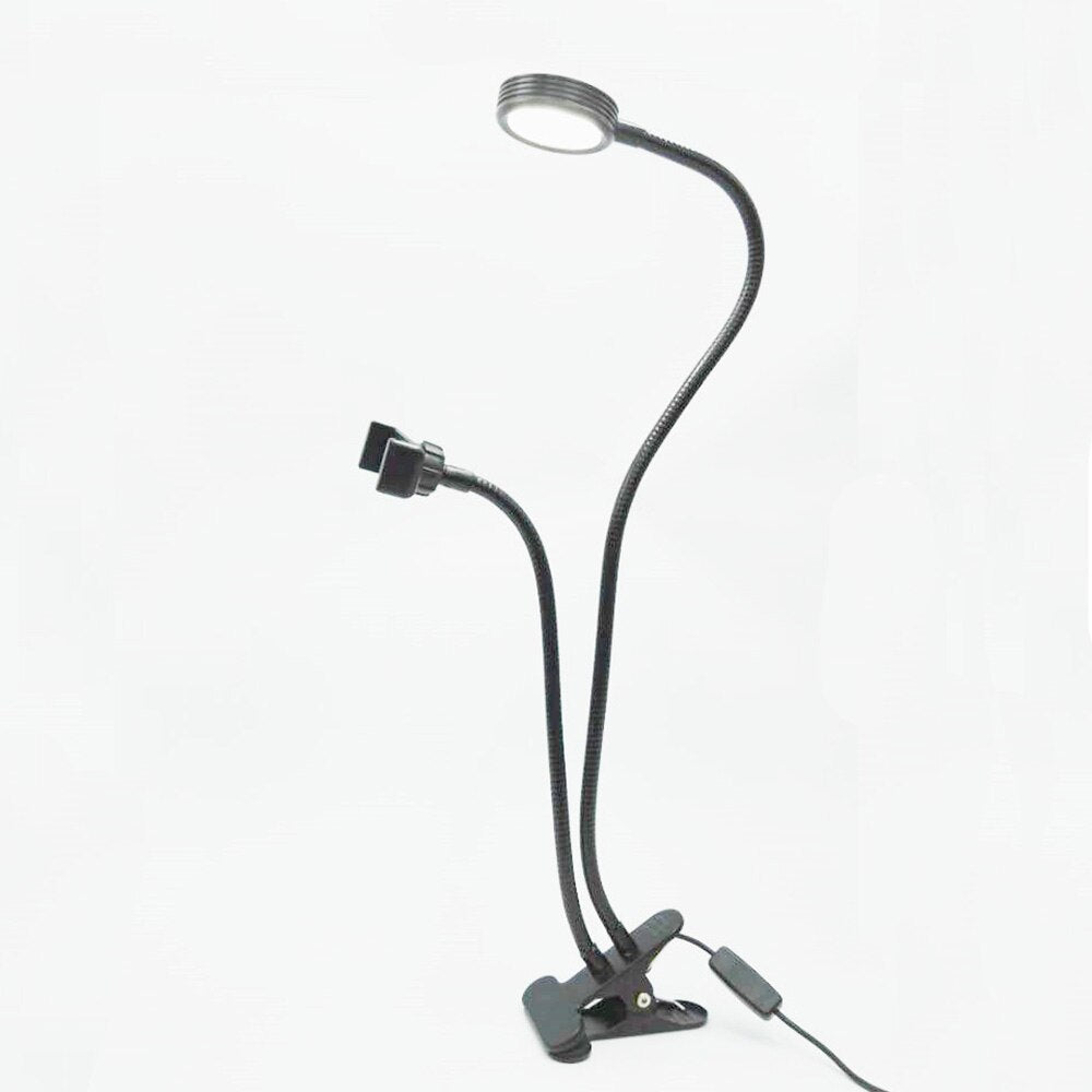 New Arrival Live Stream Bracket Phones Holder with Clamps Base Tripod with LED Flash Light Lamp