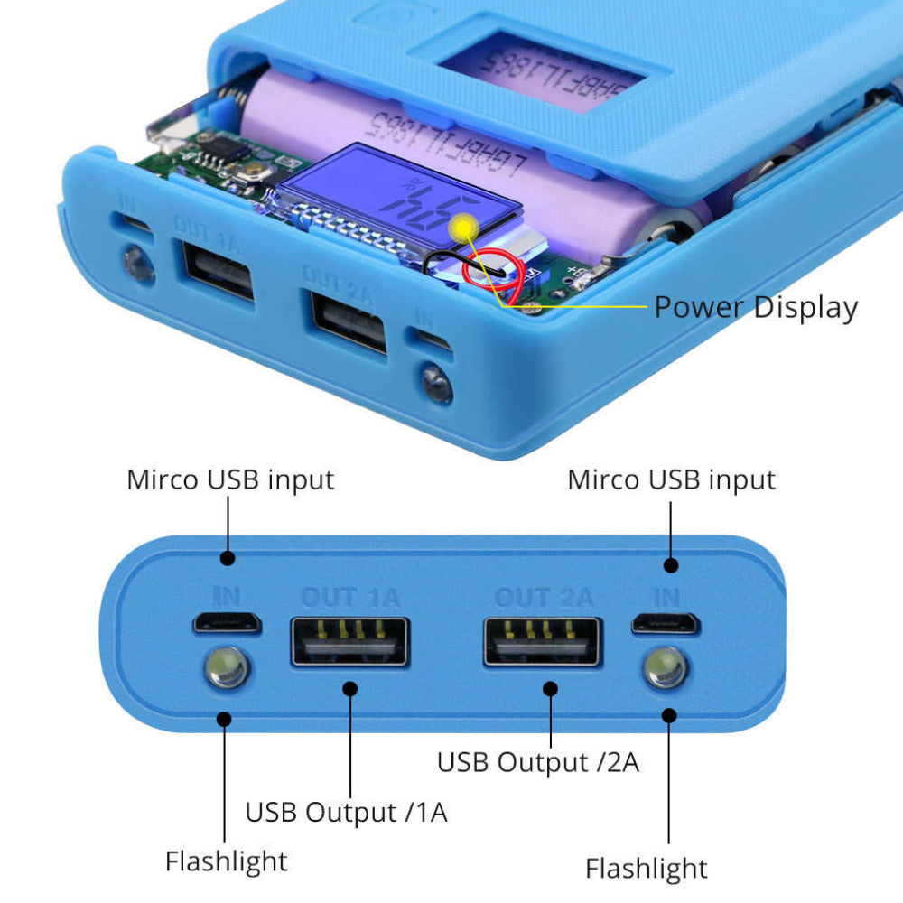 New DIY 8x18650 Portable Battery Power Bank Shell Case Box LCD Display Dual USB Powerbank Box KIT