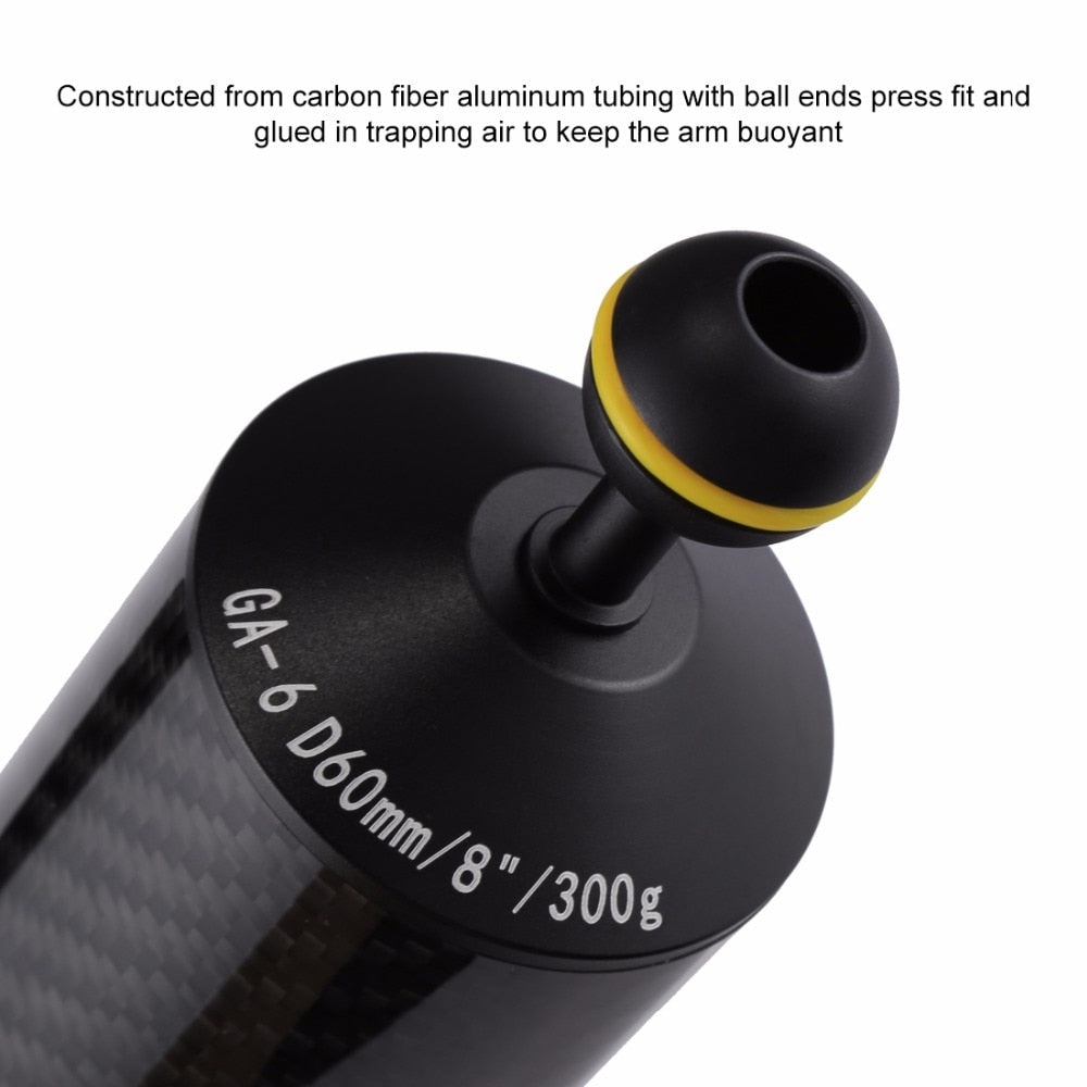 PULUZ Carbon Fiber Float Buoyancy Aquatic Arm Dual Ball Floating Arm Diving Camera Underwater Diving