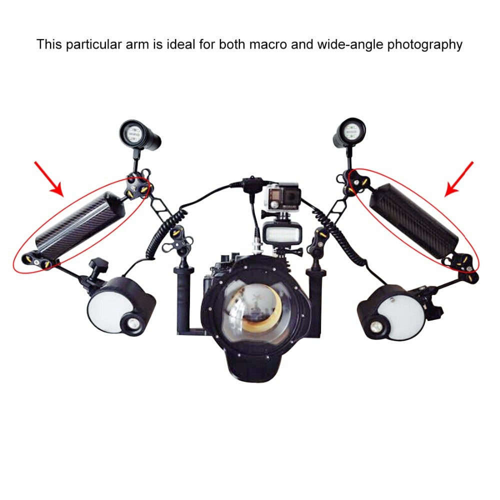 PULUZ Carbon Fiber Float Buoyancy Aquatic Arm Dual Ball Floating Arm Diving Camera Underwater Diving