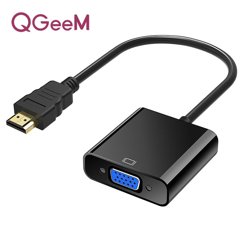 QGeeM HDMI to VGA adapter Digital to Analog Video Audio Converter Cable 1080p for Xbox 360 PS3 PS4