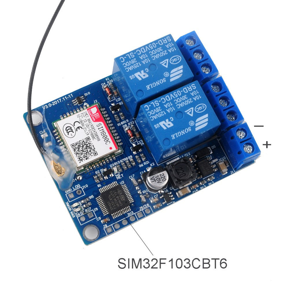 RCmall 2 Channel Relay Module SMS GSM Remote Control Switch SIM800C STM32F103CBT6 for Greenhouse