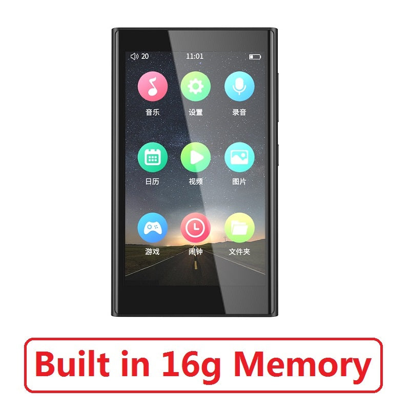 H10 Metal MP4 Player Bluetooth 5.0 Built-in Speaker 3.8inch Touch Screen 16GB Audio Player FM Radio