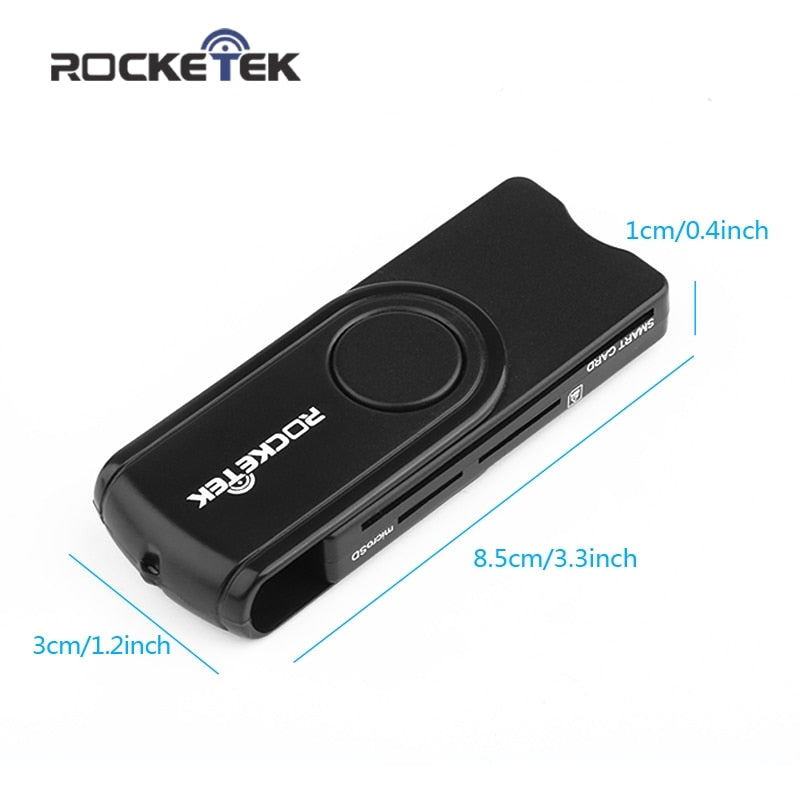 Rocketek USB 2.0 multi Smart Card Reader SD/TF MS M2 micro SD memory ,ID,Bank card,sim cloner