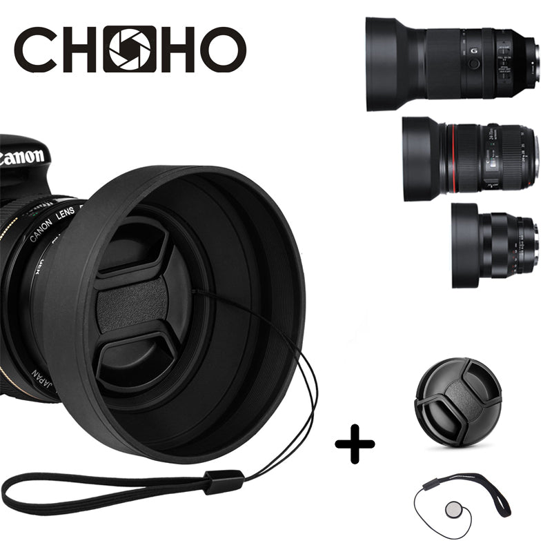 Rubber Lens Hood Tele Wide-Angle Standard 49mm 52mm 58mm 55mm 62mm 67mm 72mm 77mm Telephoto +