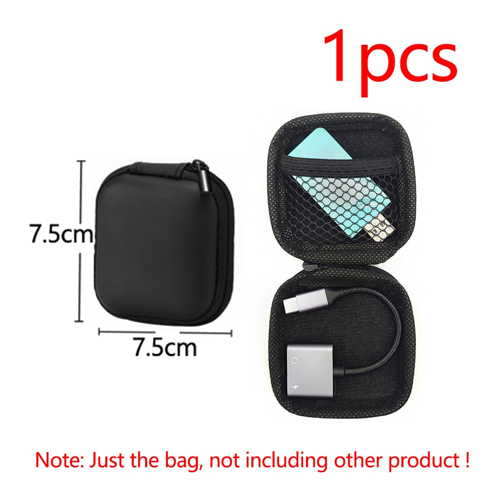 Earphone Data Storage Bag Oval Square Rectangle Cable Organizer Bags Mini Zipper Pouch Tech Gadgets