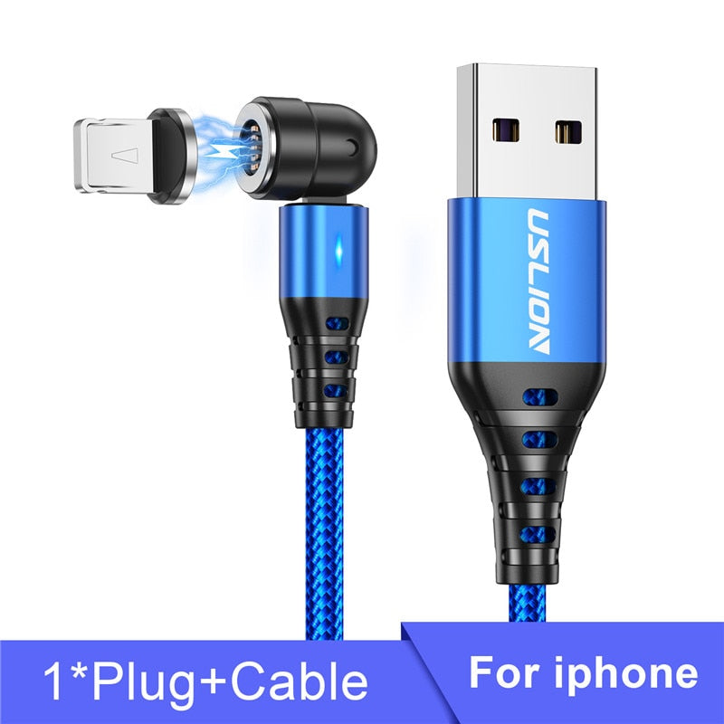 USLION 540 Rotate 5A Magnetic Cable Fast Charging Micro USB Type C Cable