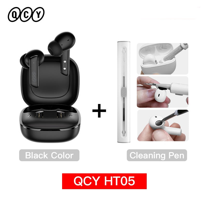 QCY HT05 ANC Wireless Earphone 40dB Noise Cancelling Bluetooth 5.2 Headphone 6 Mic ENC HD Call TWS