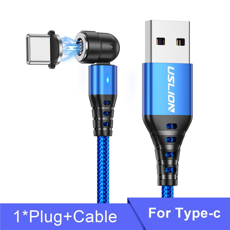 USLION 540 Rotate 5A Magnetic Cable Fast Charging Micro USB Type C Cable