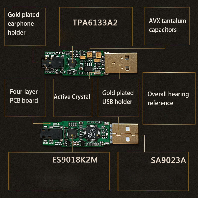 SA9023A + ES9018K2M portable USB DAC AMP HIFI external audio Sound card decoder Headphone