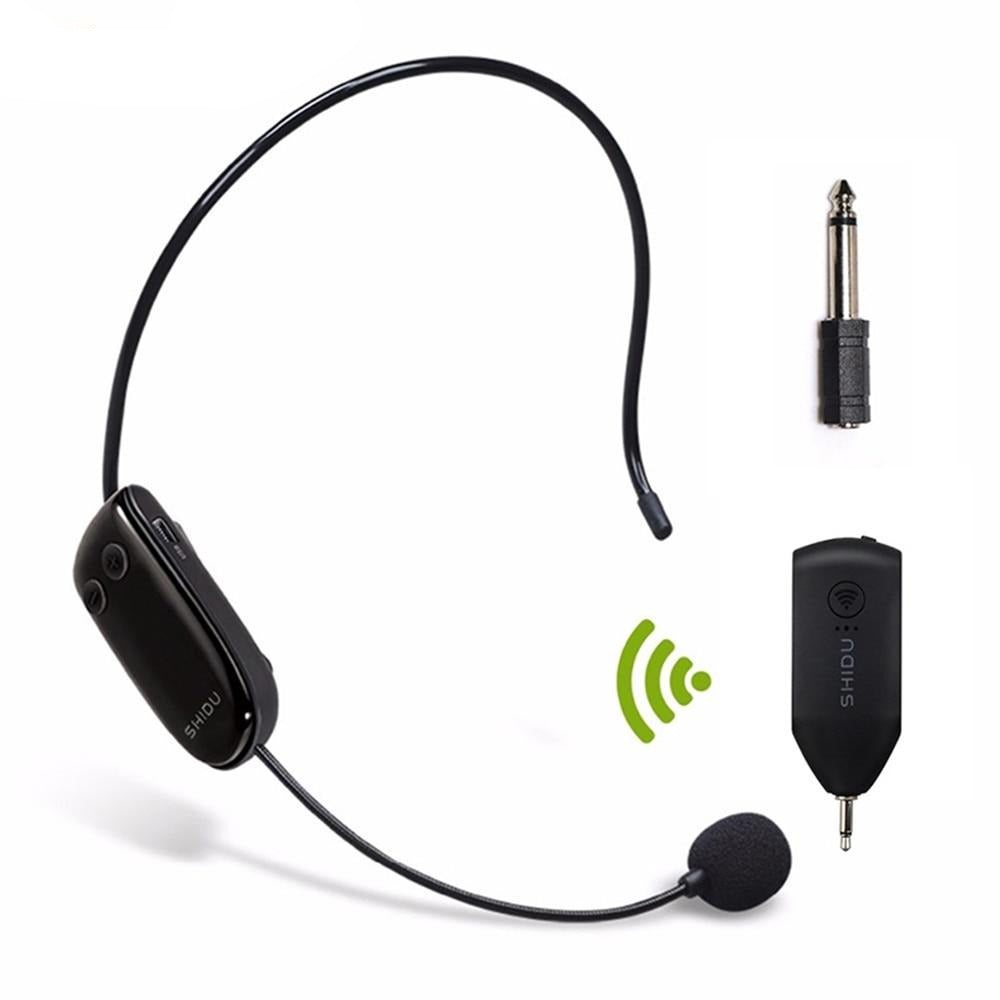 SHIDU UHF Wireless Head Headset Microphone 2 In 1 Handheld Portable MIC Voice Changer Amplifier