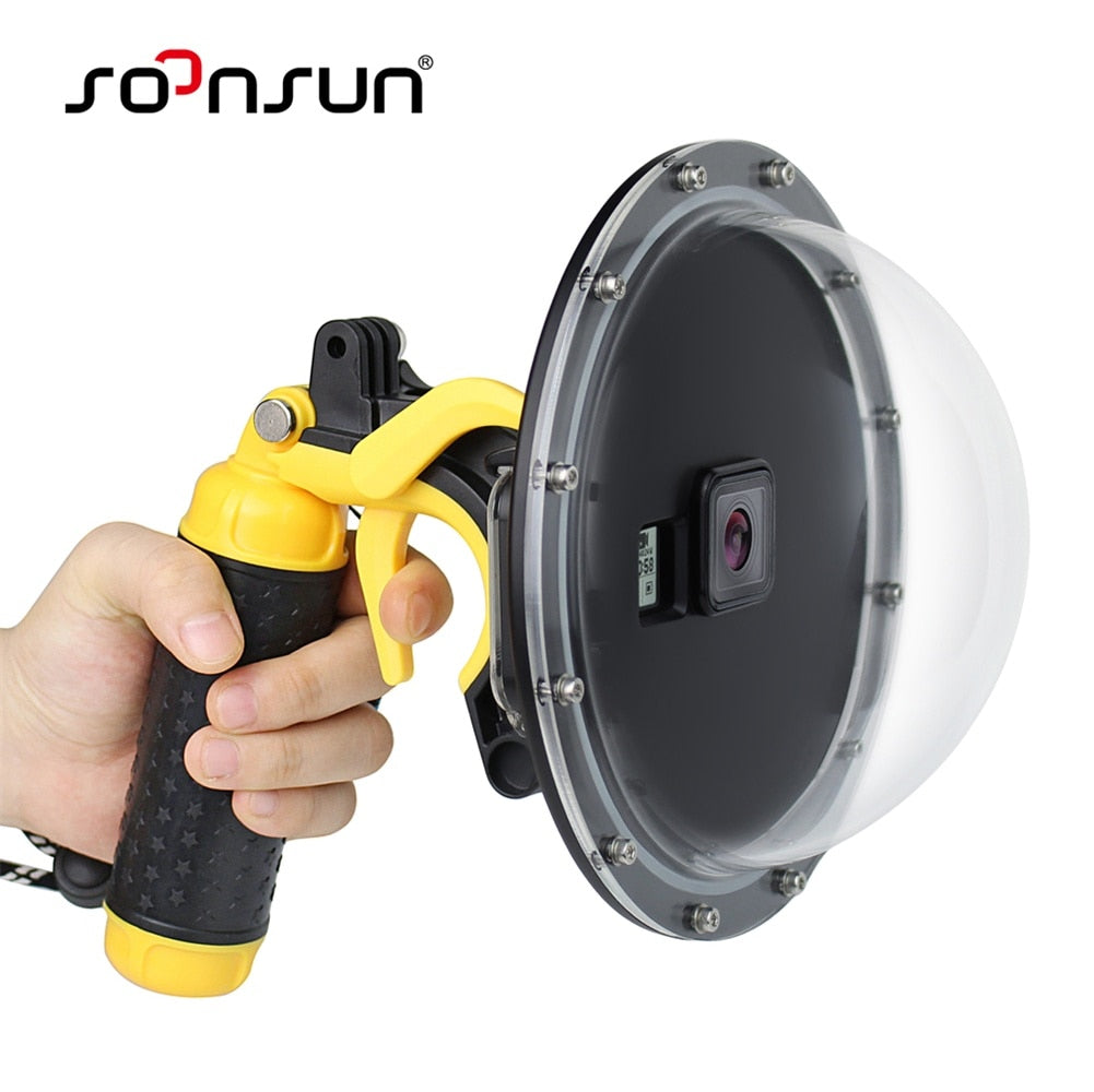 SOONSUN 6" Waterproof Dome Port Diving Lens Cover Case w/ Pistol Trigger Grip for GoPro Hero 5 6 7