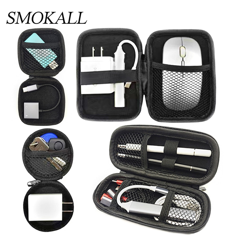 Earphone Data Storage Bag Oval Square Rectangle Cable Organizer Bags Mini Zipper Pouch Tech Gadgets