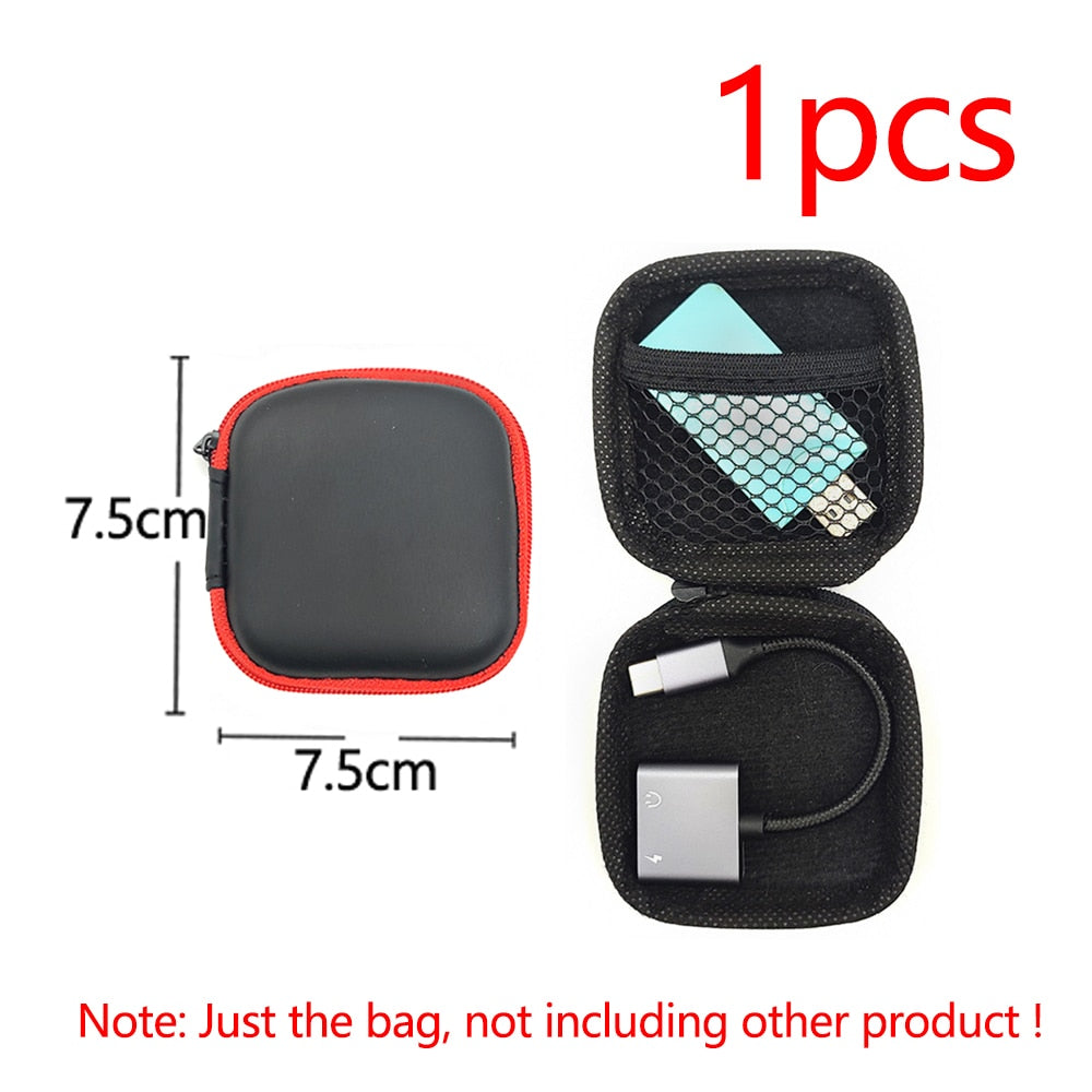 Earphone Data Storage Bag Oval Square Rectangle Cable Organizer Bags Mini Zipper Pouch Tech Gadgets