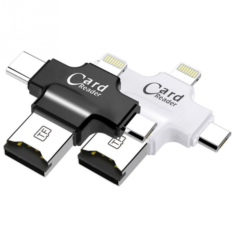 4 in 1 Card Reader Type C Micro USB Adapter Micro SD Card Reader Card for iPhone / iPad Smart OTG