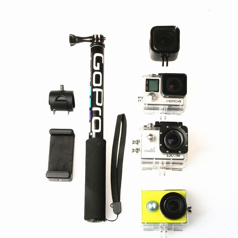 Self Selfie Stick Handheld Extendable Pole Monopod Phone Holder Adapter for Go Pro HERO 6 5 4 3+