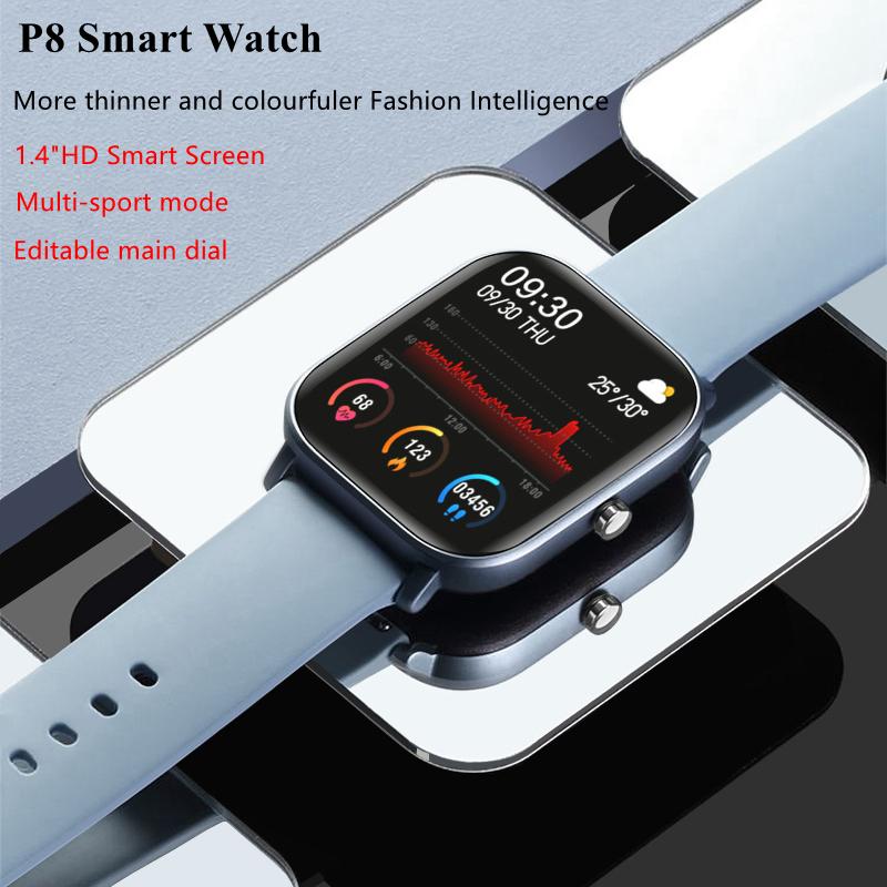 Smart Watch P8 Men Women 1.4inch Full Touch Screen Fitness Tracker Heart Rate Monitor IP67