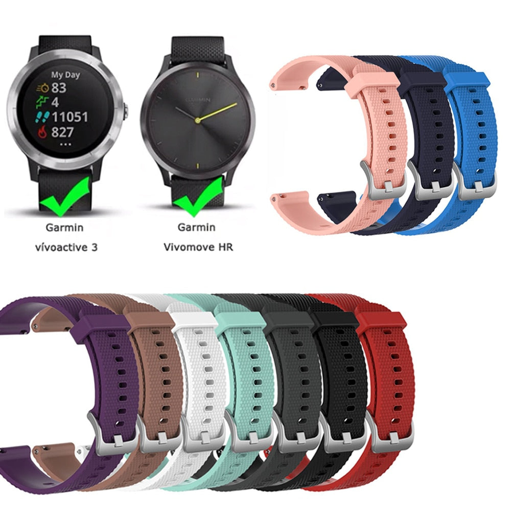 Soft Silicone Replacement Strap for Garmin Vivoactive3 Vivomove HR Smart WristBand for Garmin