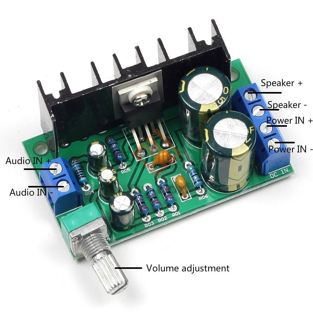 TDA2050 Mono Amplifier Board 5W-120W DC 12-24V Digital Audio Power AMP with Volume Control