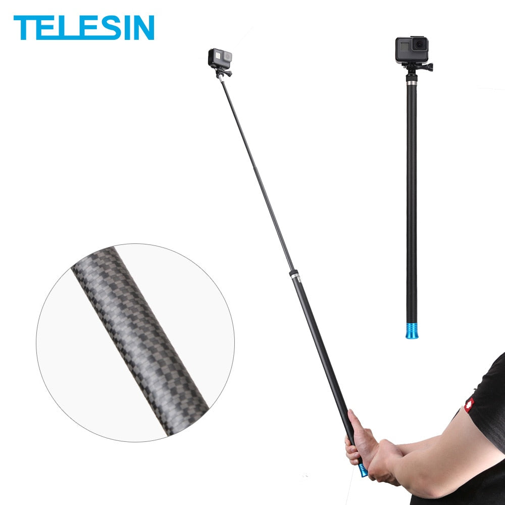 TELESIN 106" Long Carbon Fiber Handheld Selfie Stick Extendable Pole Monopod