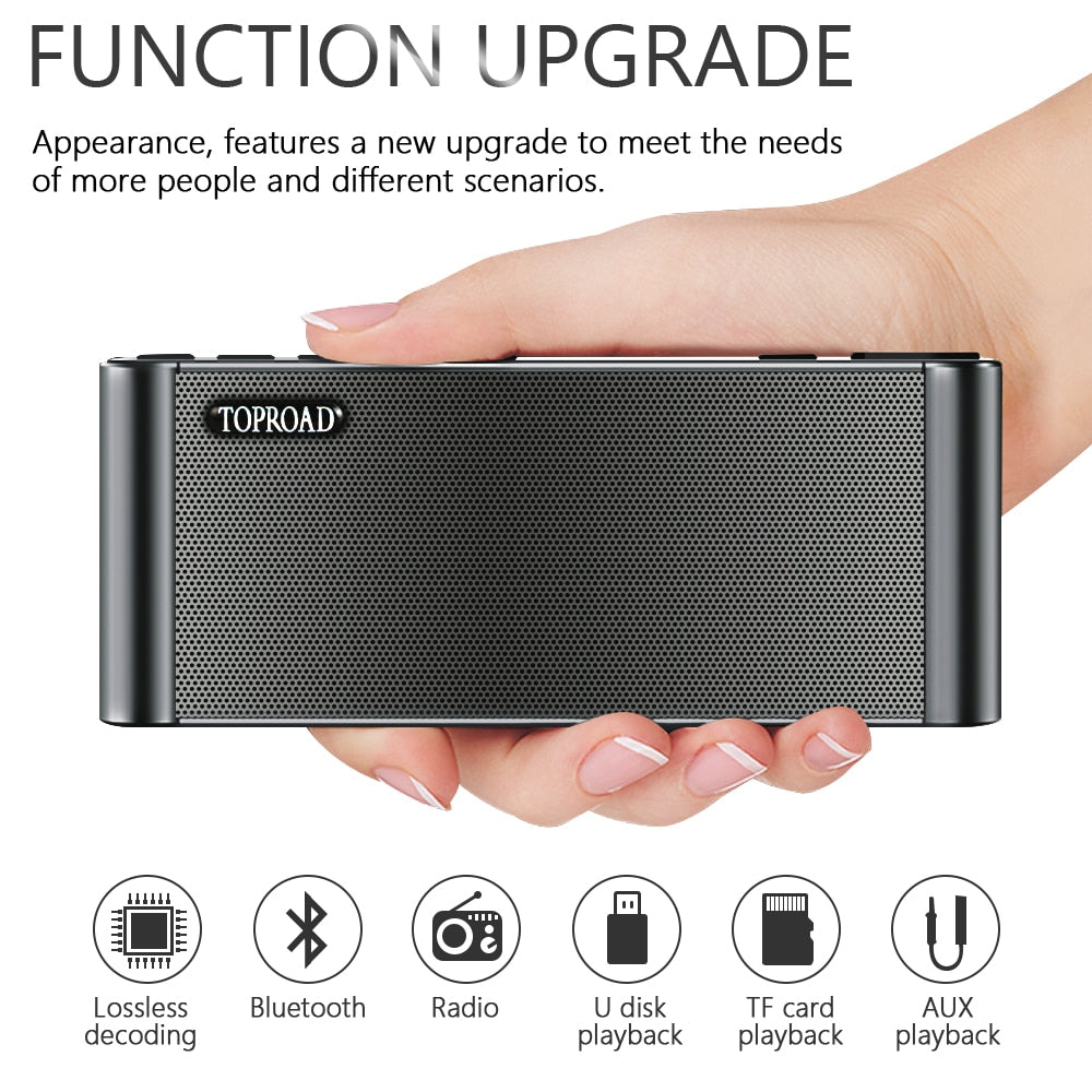 HIFI Bluetooth Speaker Portable Wireless Super Bass Dual Speakers Soundbar with Mic TF FM