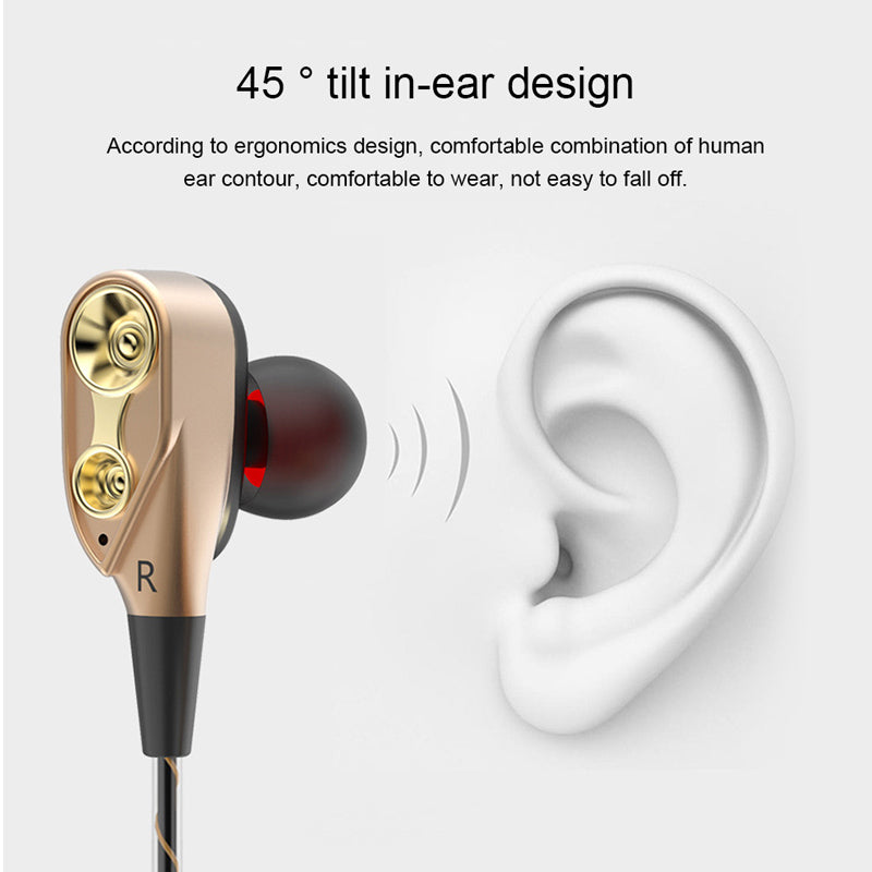 Tebaurry Double Unit Drive In Ear Earphone Bass Subwoofer Earphone for phone DJ mp3 Sport