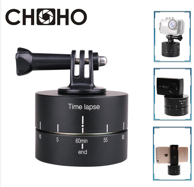 360° Aluminum Time-Lapse Stabilizer | 60-Min Rotating Mount for GoPro, DSLR & Smartphones