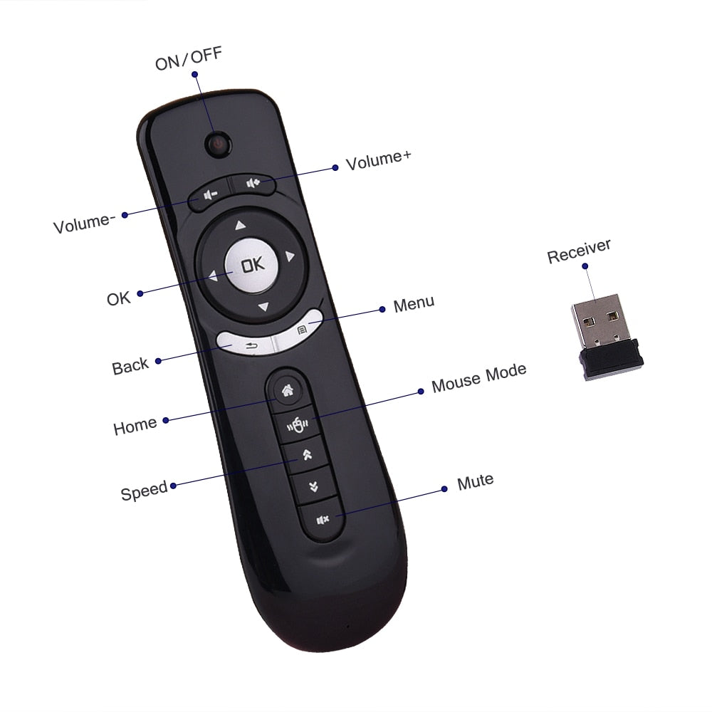 Touyinger T2 Fly Air Mouse 2.4G Wireless Remote Built-in 6 Axis for PC Android Tv Box, Android