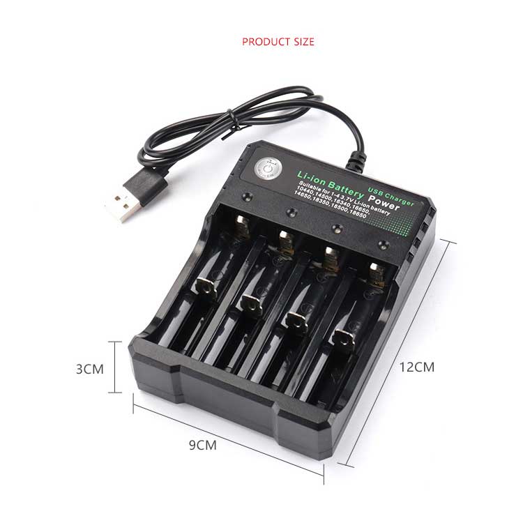 USB 18650 Battery Charger Black 4 Slots AC 110V 220V Dual for 18650 Charging 3.7V Lithium Batteries