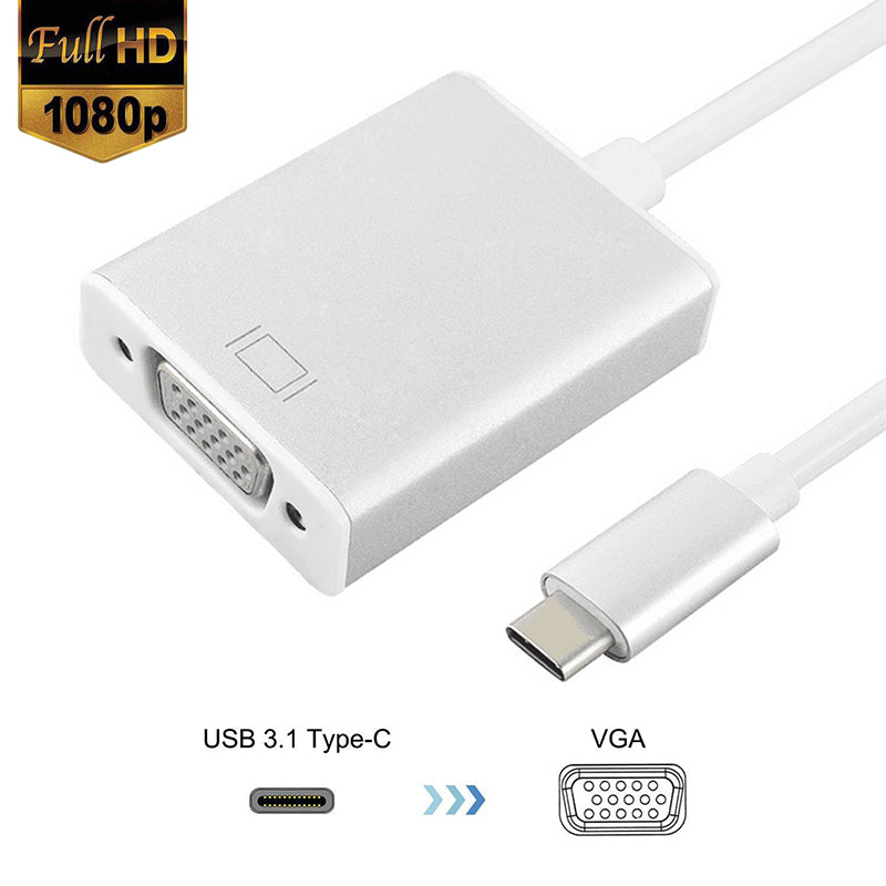 USBC to VGA Adapter USB 3.1 Type C Male to Female VGA Converter Cable 1080P FHD