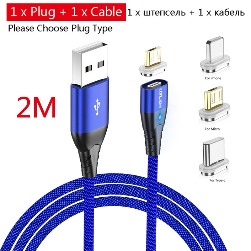 USLION Magnetic Fast Cable Micro USB Charging Phone Android Data Cable Wire Magnet Charger For