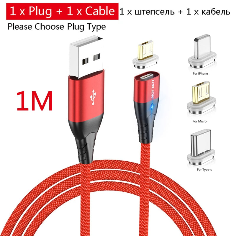 USLION Magnetic Fast Cable Micro USB Charging Phone Android Data Cable Wire Magnet Charger For