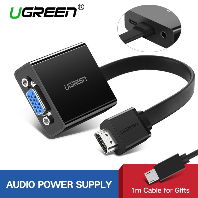 Ugreen HDMI to VGA Adapter for PS4 Pro Raspberry Pi 3 2 Chromebook TV HDMI VGA Cable Digital