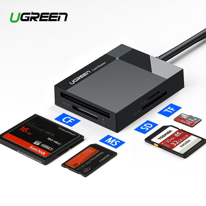 Ugreen USB 3.0 Card Reader SD Micro SD TF CF MS Compact Flash Card Adapter for Laptop OTG Type C