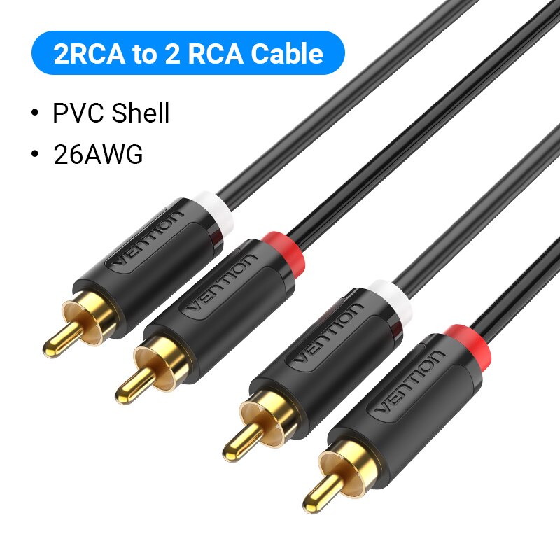 2RCA to 2 RCA Cable Male to Male Audio Cable for Home Theater DVD Amplifier TV Cable RCA Gold-Plated