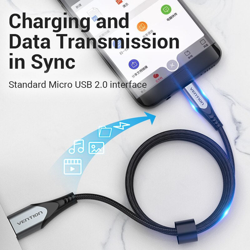 3A Reversible Micro USB Cable Nylon Fast Charging USB Charger Data Cable Mobile Phone Cable