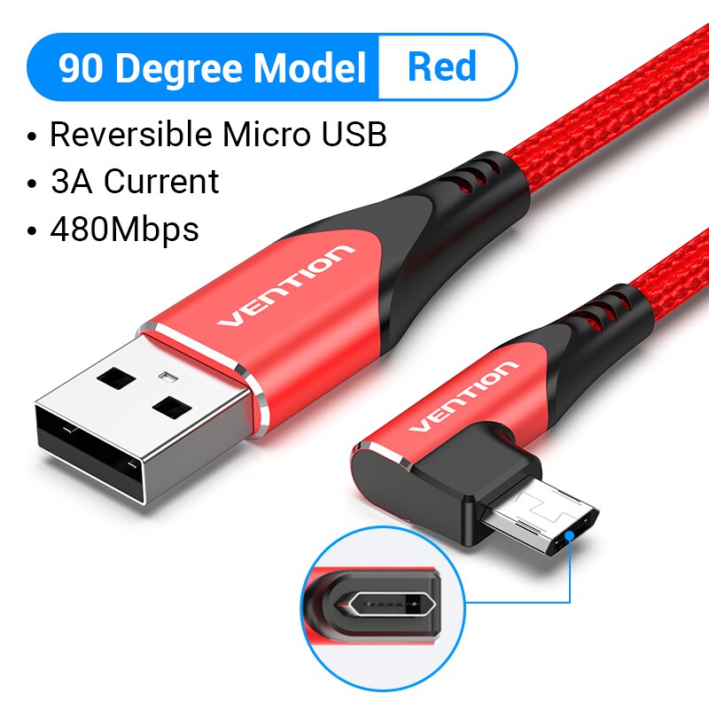 3A Reversible Micro USB Cable Nylon Fast Charging USB Charger Data Cable Mobile Phone Cable