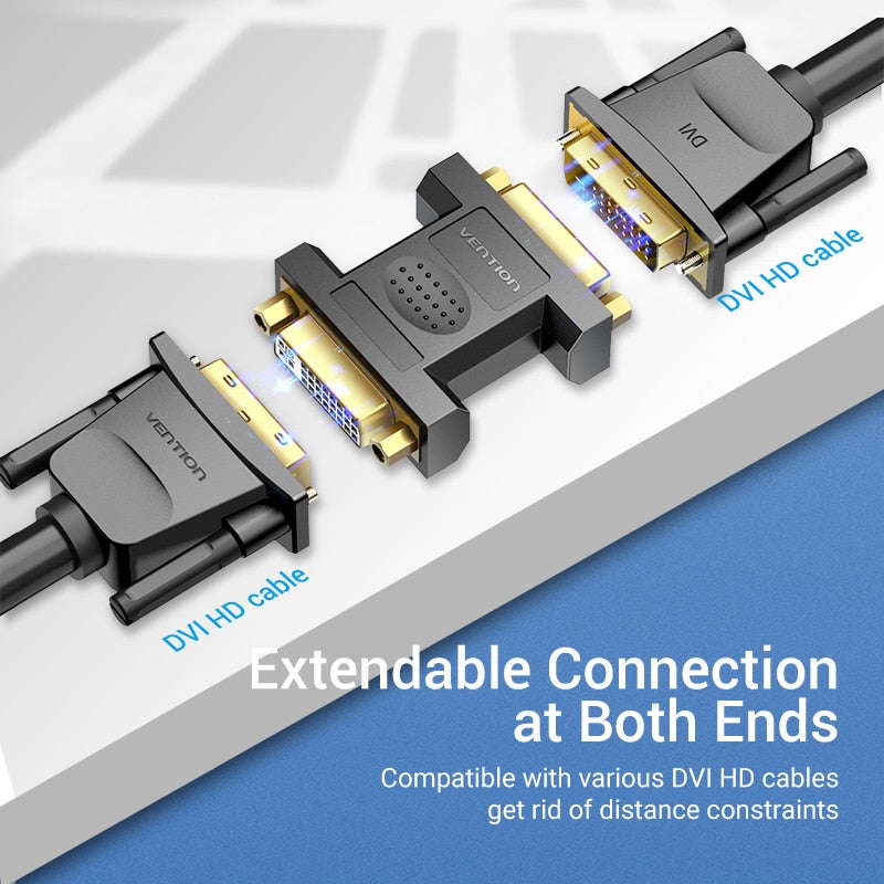 DVI Adapter DVI-I 24+5 Female to Male Extension Adapter 1080P 60Hz DVI Converter Cable