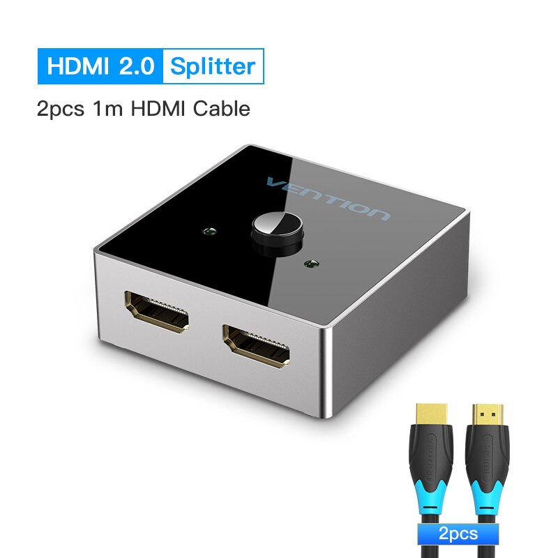 HDMI Splitter 4K 60Hz HDMI Switch Bi-Direction 1x2/2x1 Adapter HDMI Switcher 2 in 1 out