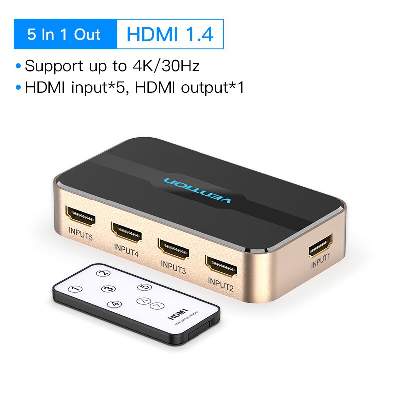 HDMI Splitter 5 in 1 out 4K/30Hz HDMI 5x1 3x1 Adapter 3 in 1 out HDMI 1.4 Switcher