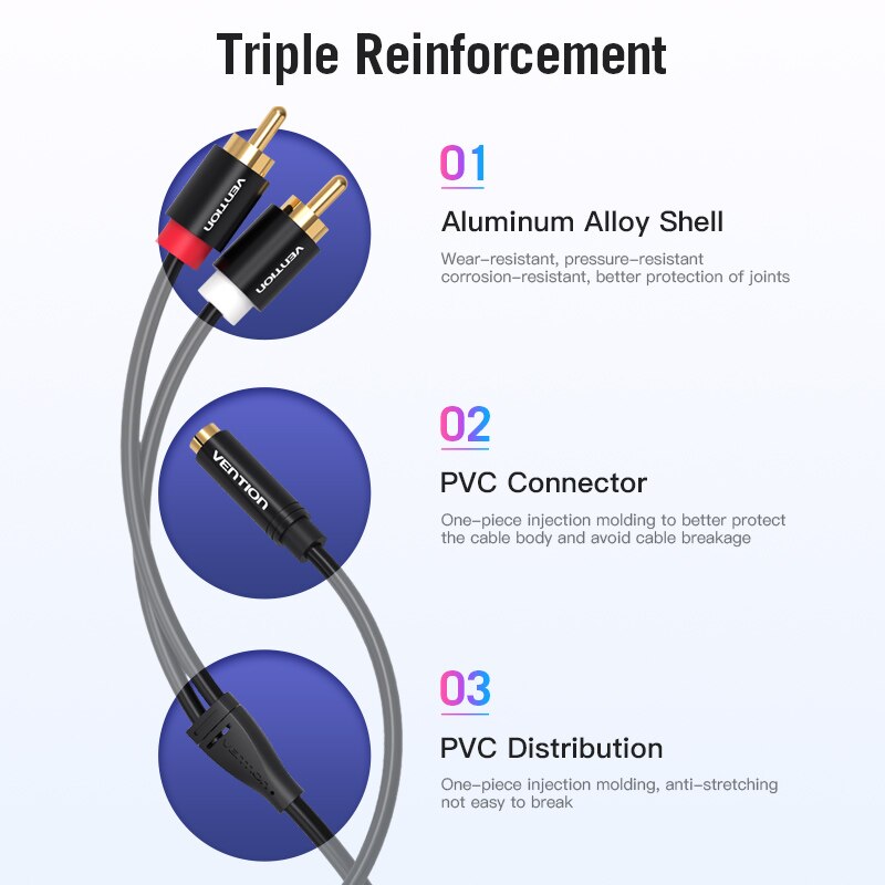 Jack 3.5 mm to 2 RCA Cable Female to Male Audio Cable Aux Splitter 3.5 Jack Aux Cable RCA