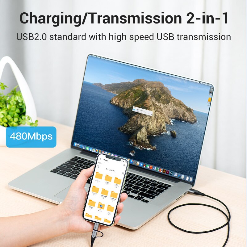 MFi USB Cable for iPhone 12 Pro Max XR 11 2 in 1 Fast Charger Lightning USB Cord Micro USB Data Cable