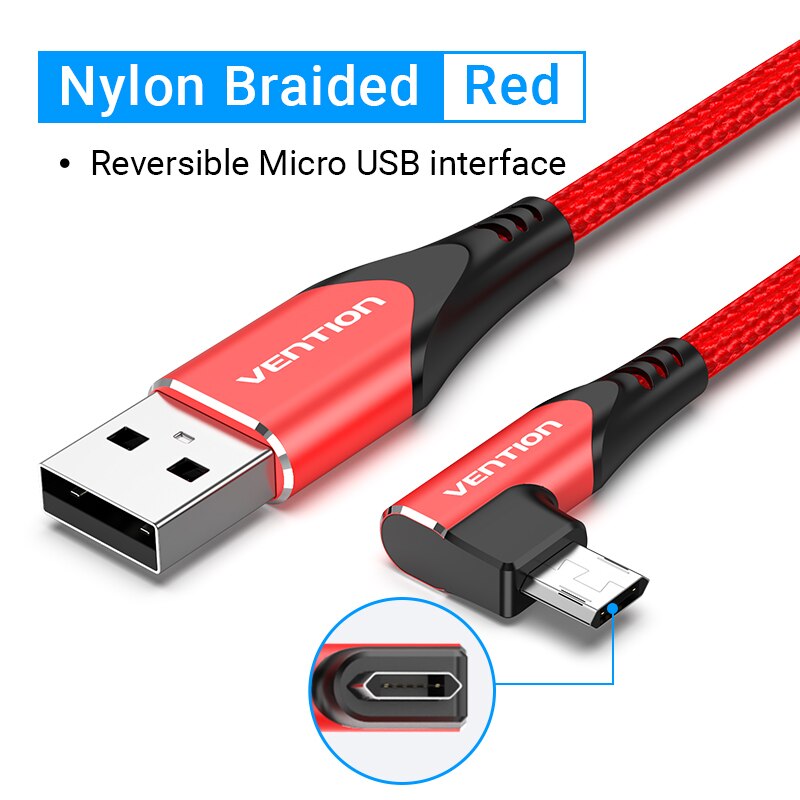 Micro USB Cable 3A 90 Degree Fast Charge Data Cable Mobile Phone USB Charger Cable Cord