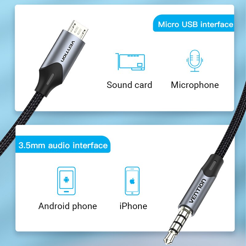 Micro USB to 3.5mm Aux Headphone 3.5 Jack Adapter Audio Cable HTC audio cable