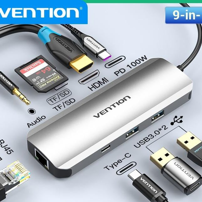 USB C Hub USB C to HDMI 4K VGA PD RJ45 3.5mm USB 3.0 Dock USB-C Type C 3.1 Splitter