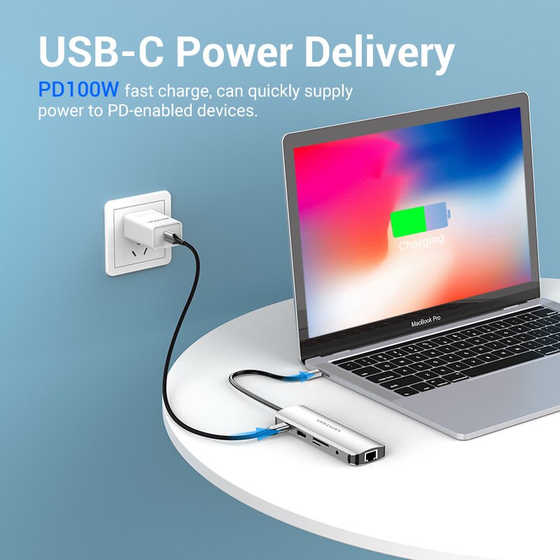 USB C Hub USB C to HDMI 4K VGA PD RJ45 3.5mm USB 3.0 Dock USB-C Type C 3.1 Splitter